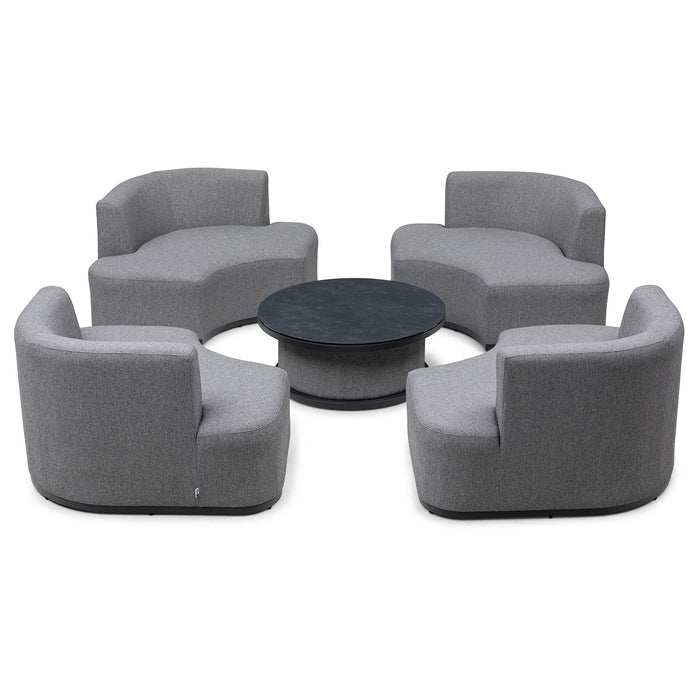 Outdoor Fabric Snug Lifestyle Suite with Rising Table - Zinc Grey