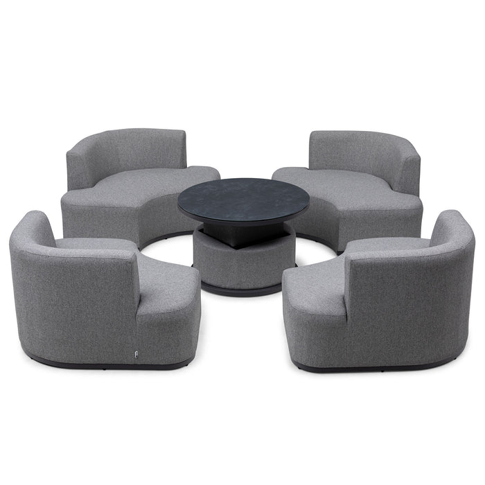 Outdoor Fabric Snug Lifestyle Suite with Rising Table - Zinc Grey
