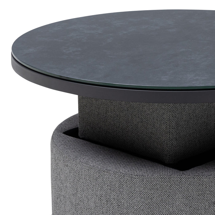 Outdoor Fabric Snug Lifestyle Suite with Rising Table - Zinc Grey