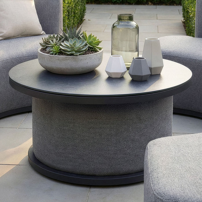 Outdoor Fabric Snug Lifestyle Suite with Rising Table - Zinc Grey