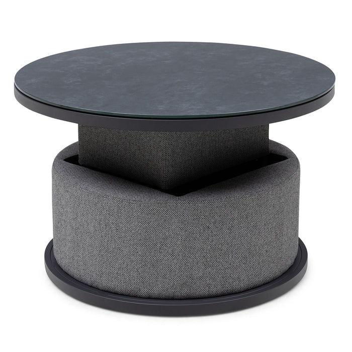 Outdoor Fabric Snug Lifestyle Suite with Rising Table - Zinc Grey