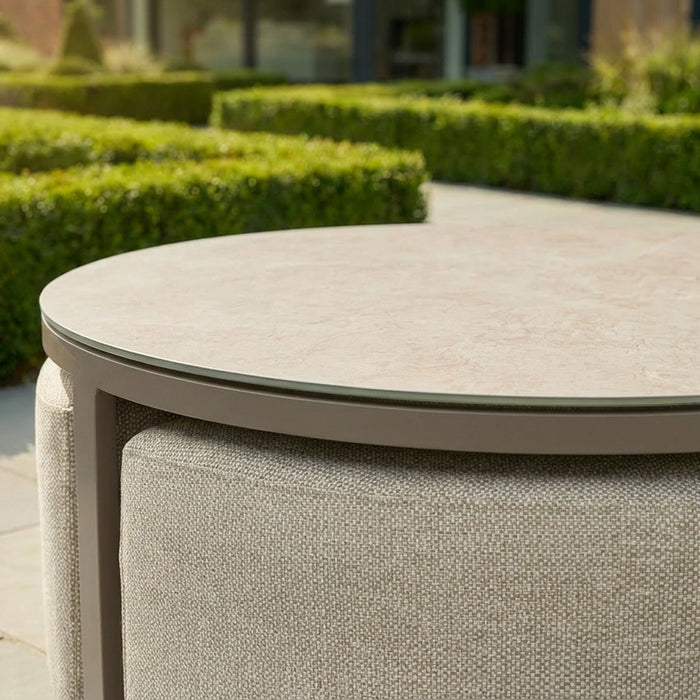 Round Coffee Table with 3 Footstools