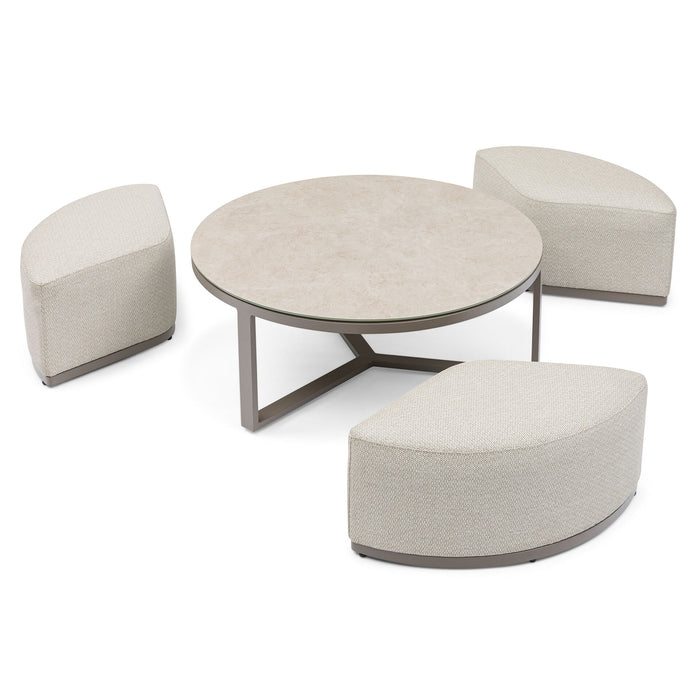 Round Coffee Table with 3 Footstools
