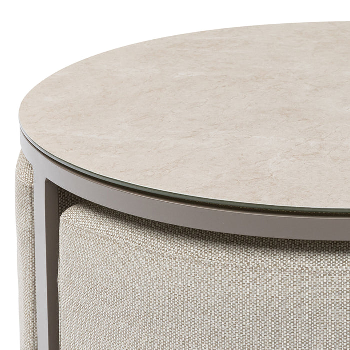 Round Coffee Table with 3 Footstools