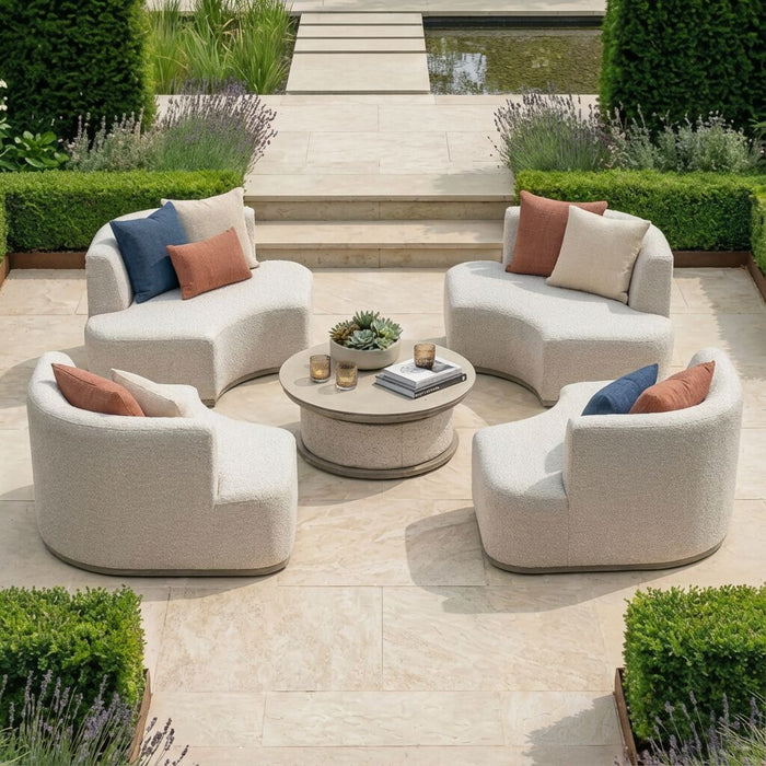 Outdoor Fabric Snug Lifestyle Suite with Rising Table - Latte