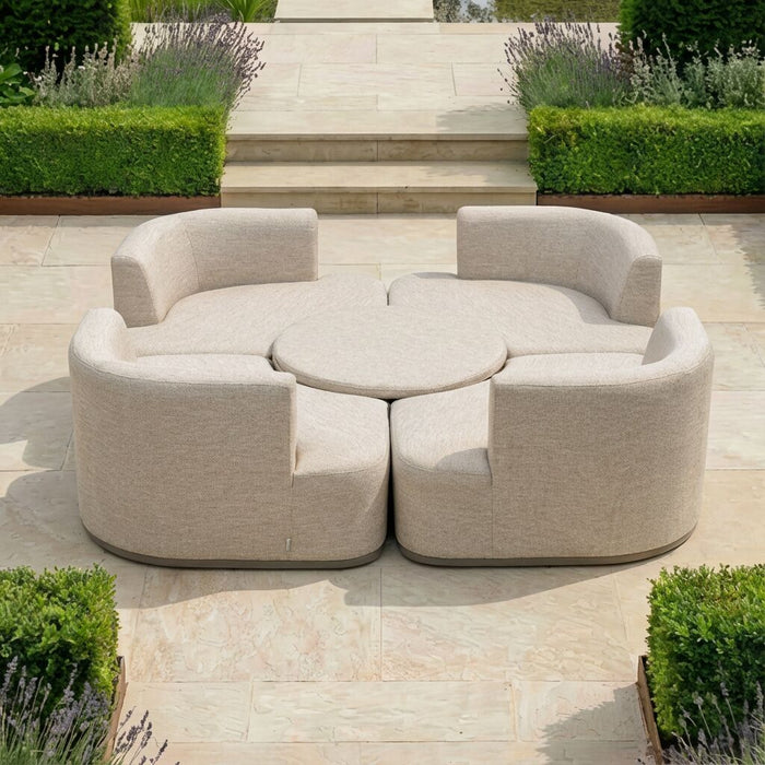 Outdoor Fabric Snug Lifestyle Suite with Rising Table - Latte