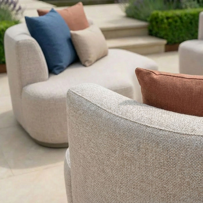 Outdoor Fabric Snug Lifestyle Suite with Rising Table - Latte