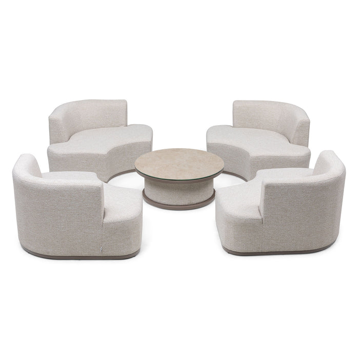 Outdoor Fabric Snug Lifestyle Suite with Rising Table - Latte