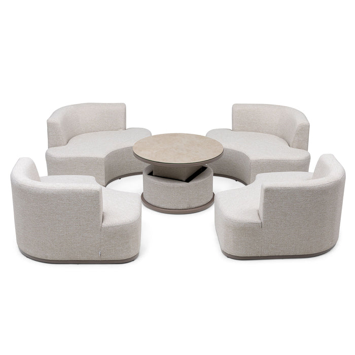 Outdoor Fabric Snug Lifestyle Suite with Rising Table - Latte