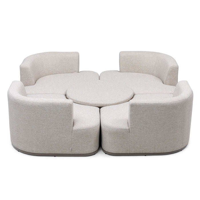 Outdoor Fabric Snug Lifestyle Suite with Rising Table - Latte