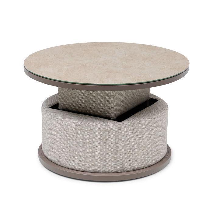 Outdoor Fabric Snug Lifestyle Suite with Rising Table - Latte