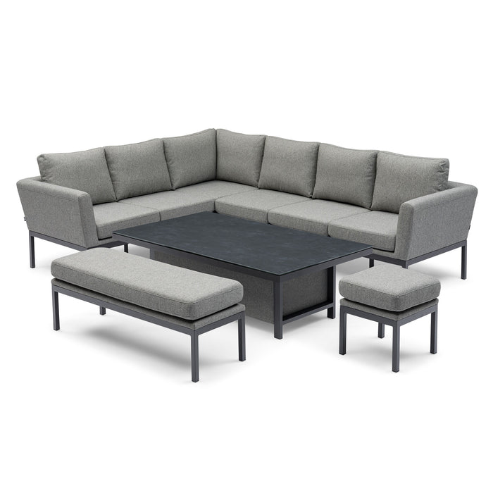 Outdoor Fabric Pulse Rectangular Corner Dining Set with Rising Table