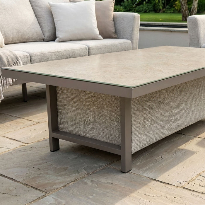 Outdoor Fabric Pulse Rectangular Corner Dining Set with Rising Table