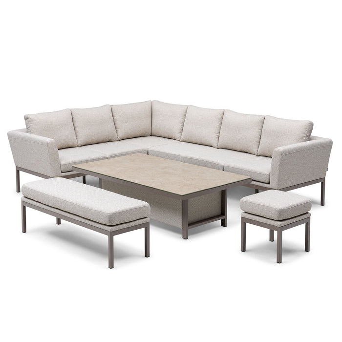Outdoor Fabric Pulse Rectangular Corner Dining Set with Rising Table