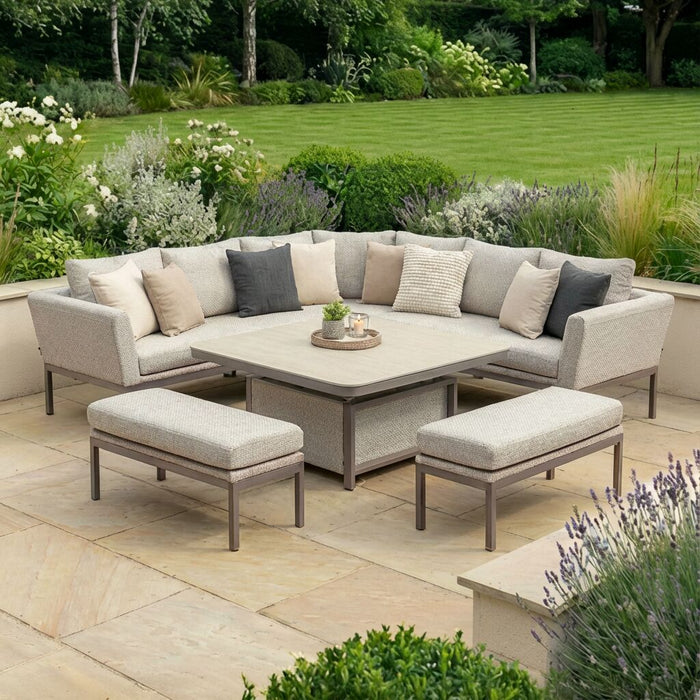 Outdoor Fabric Pulse Deluxe Square Corner Dining Set with Rising Table