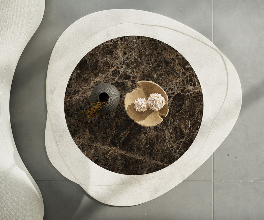 Round Coffee Table Aurora 100x100cm Ceramic Emperador Extra Lucidato Parabi Frame Metal Black