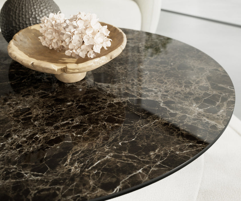 Round Coffee Table Aurora 100x100cm Ceramic Emperador Extra Lucidato Parabi Frame Metal Black