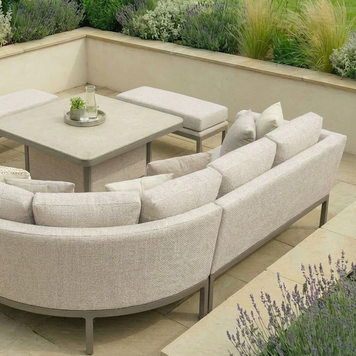 Outdoor Fabric Pulse Deluxe Square Corner Dining Set with Rising Table