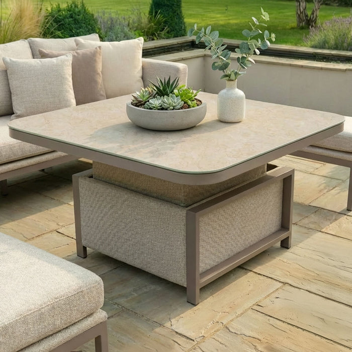 Outdoor Fabric Pulse Deluxe Square Corner Dining Set with Rising Table
