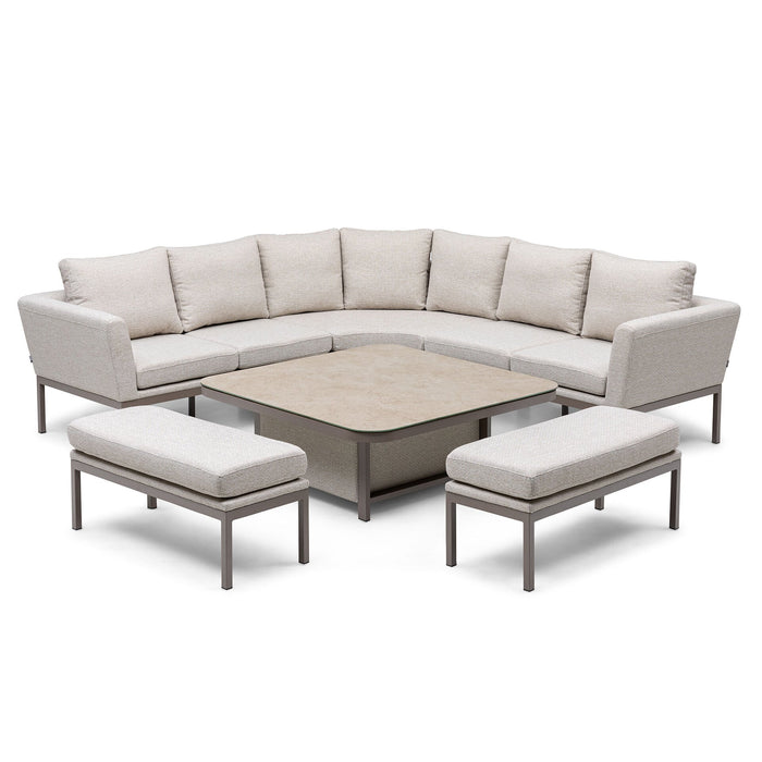 Outdoor Fabric Pulse Deluxe Square Corner Dining Set with Rising Table