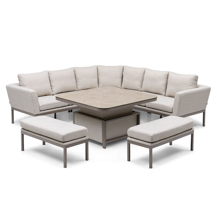 Outdoor Fabric Pulse Deluxe Square Corner Dining Set with Rising Table
