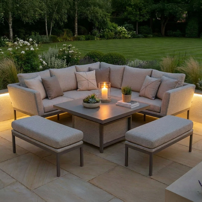Outdoor Fabric Pulse Square Corner Dining Set with Rising Table