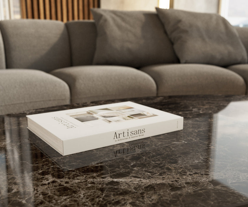 Oval Coffee Table Aurora 140x80cm Ceramic Emperador Extra Lucidato Parabi Frame Stainless Steel Silver