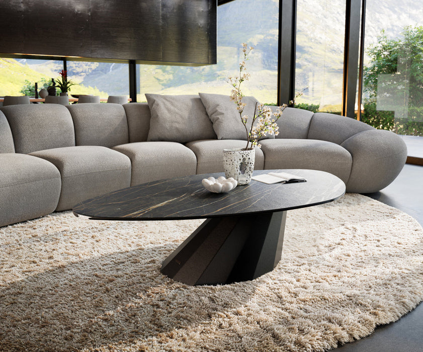 Coffee Table Aurora 140x76cm Ceramic Noir Desir Brown Parabi Frame Metal Black