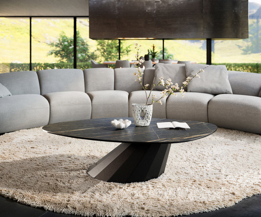 Coffee Table Aurora 140x76cm Ceramic Noir Desir Brown Parabi Frame Metal Black