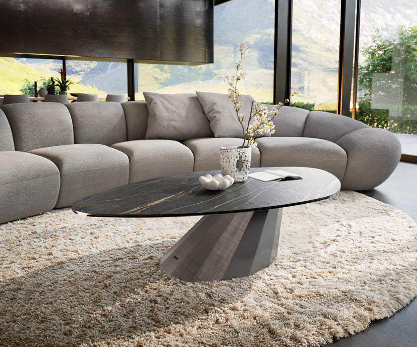 Coffee Table Aurora 140x76cm Ceramic Noir Desir Brown Parabi Frame Metal Silver