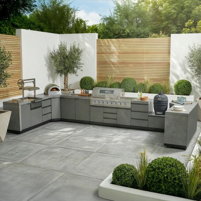 Ember Large U Shape Outdoor Kitchen Complete Set - Grey