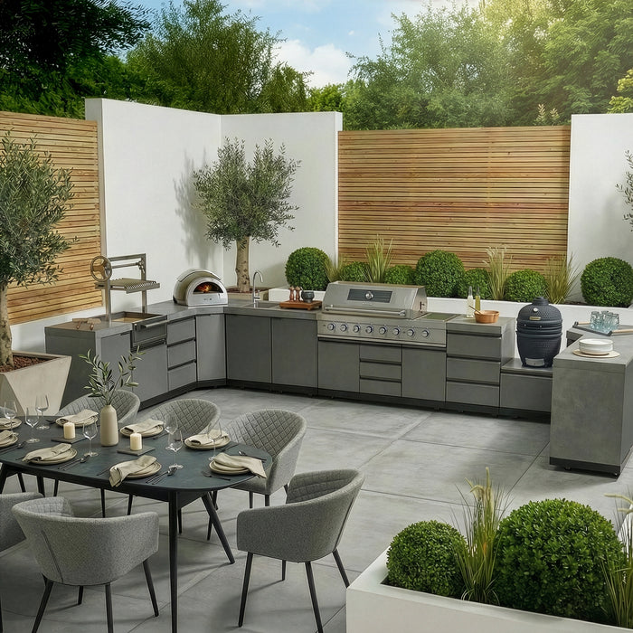 Ember Large U Shape Outdoor Kitchen Complete Set - Grey