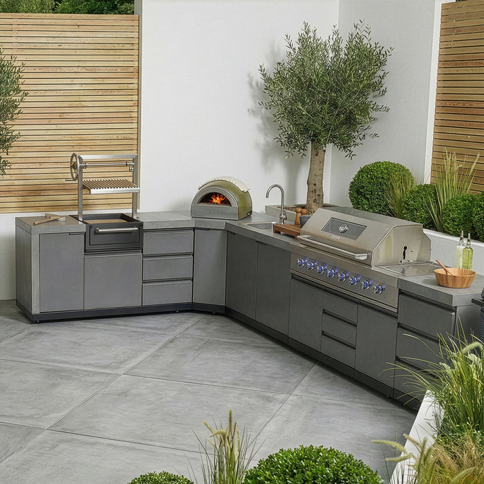 Ember Large U Shape Outdoor Kitchen Complete Set - Grey