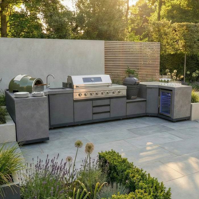 Ember Small U Shape Outdoor Kitchen Complete Set - Grey