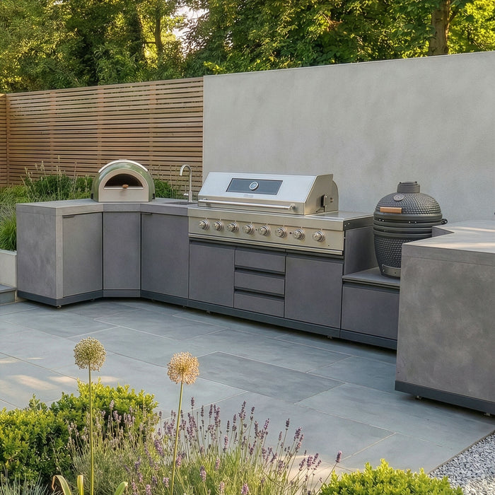Ember Small U Shape Outdoor Kitchen Complete Set - Grey