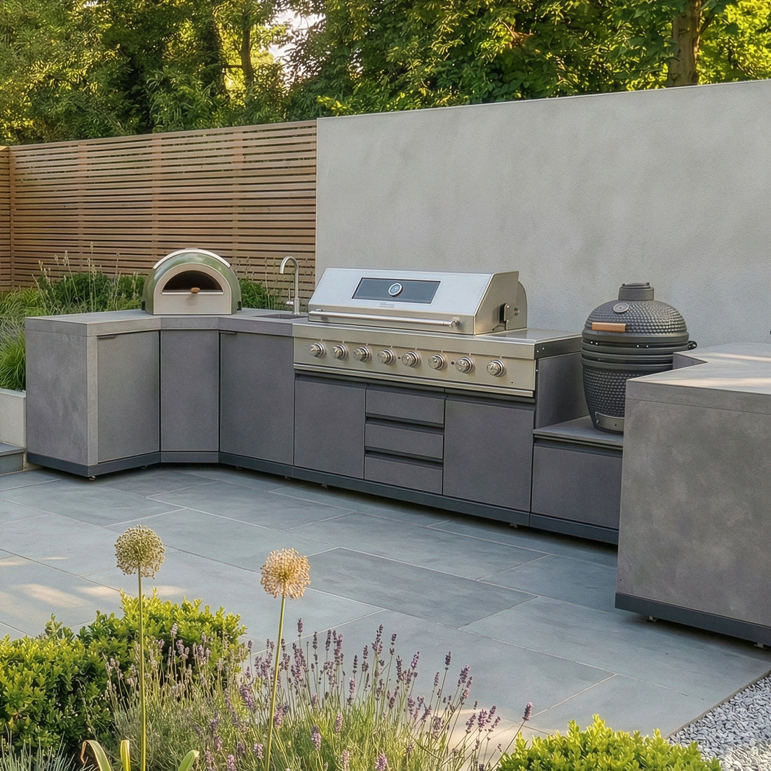 Ember Small U Shape Outdoor Kitchen Complete Set - Grey