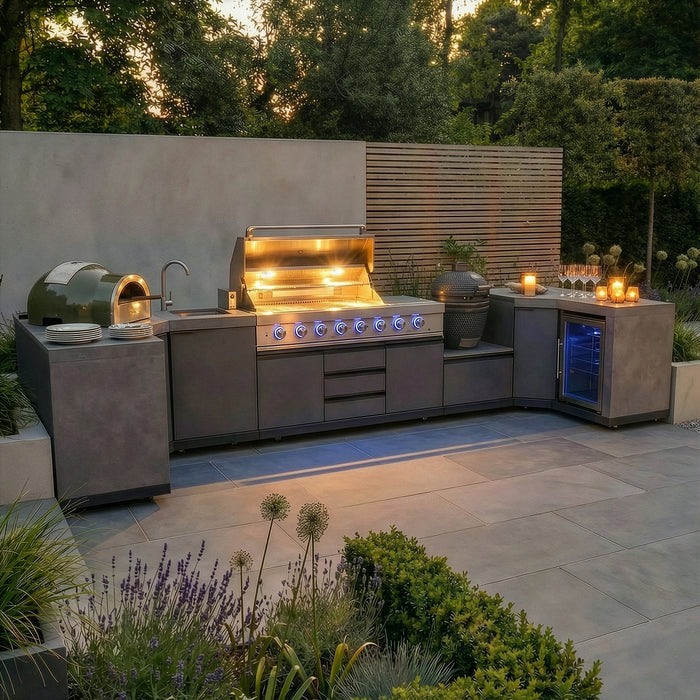 Ember Small U Shape Outdoor Kitchen Complete Set - Grey