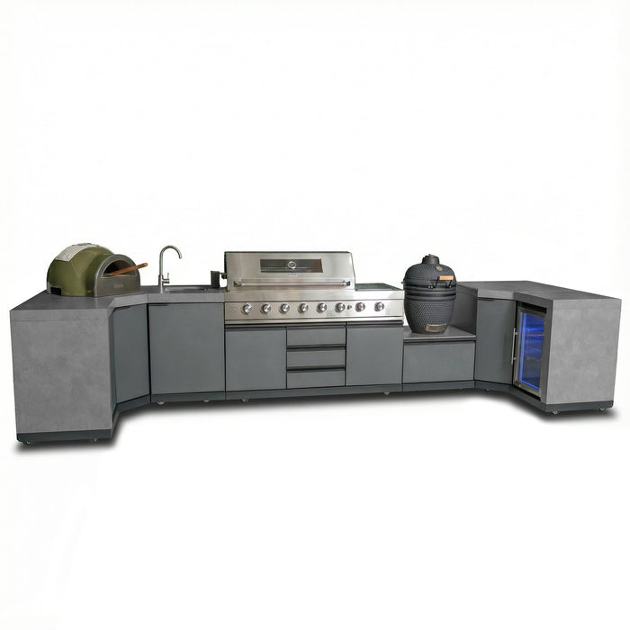 Ember Small U Shape Outdoor Kitchen Complete Set - Grey