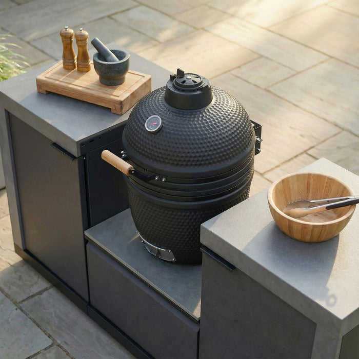 Ember Small Linear Outdoor Kitchen Kamado Set with 18 inch Kamado - Grey