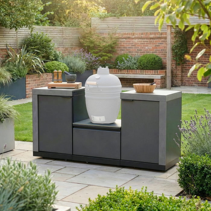 Ember Small Linear Outdoor Kitchen Kamado Set - Grey