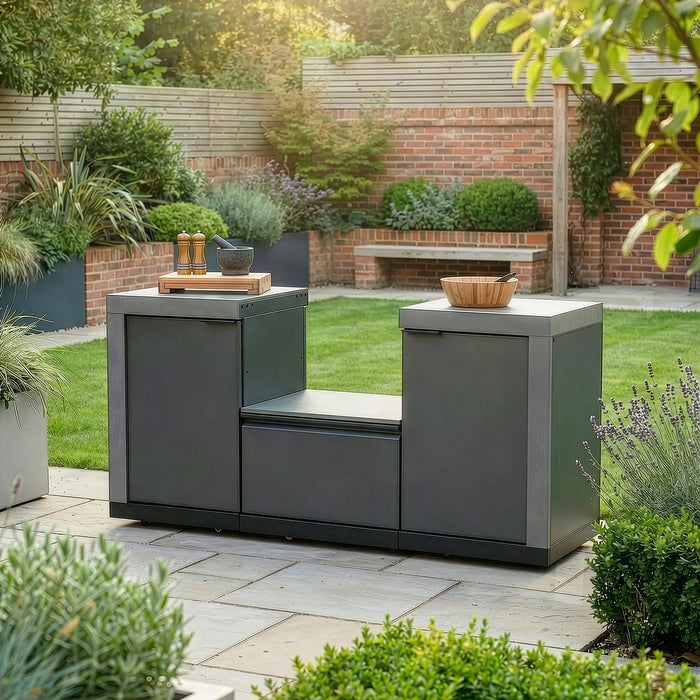 Ember Small Linear Outdoor Kitchen Kamado Set - Grey