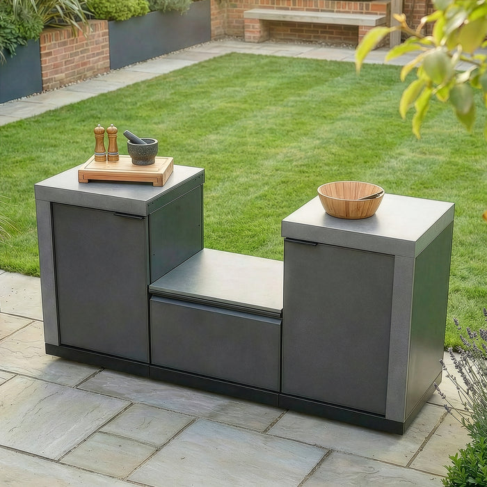Ember Small Linear Outdoor Kitchen Kamado Set - Grey