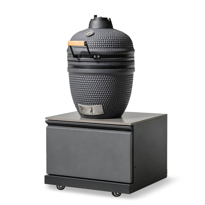 Ember Small Linear Outdoor Kitchen Kamado Set with Sink Fridge & 18 inch Kamado - Grey