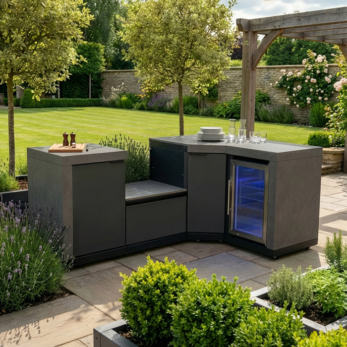 Ember Small Corner Outdoor Kitchen with Fridge