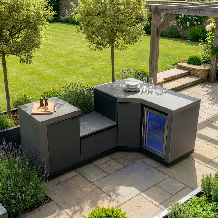 Ember Small Corner Outdoor Kitchen with Fridge