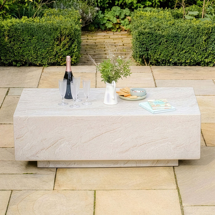 Rectangular Garden Stone Coffee Table in Marble Effect