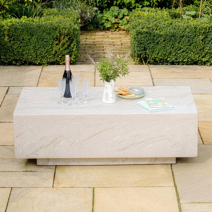 Rectangular Garden Stone Coffee Table in Marble Effect