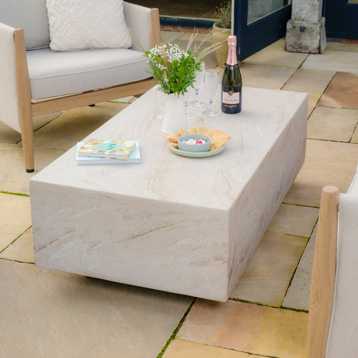 Rectangular Garden Stone Coffee Table in Marble Effect