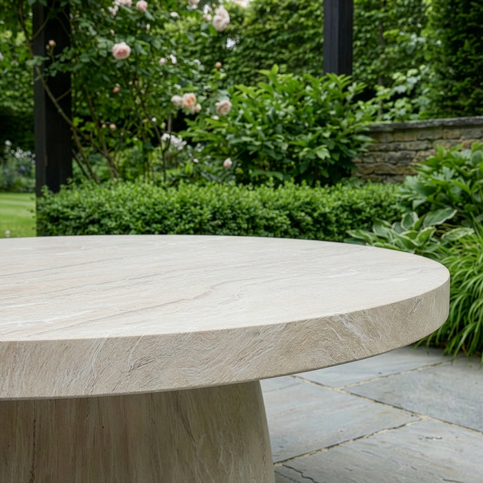 Round Garden Stone Coffee Table in Marble Effect