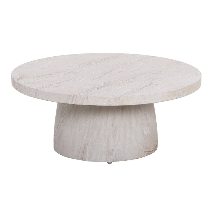 Round Garden Stone Coffee Table in Marble Effect